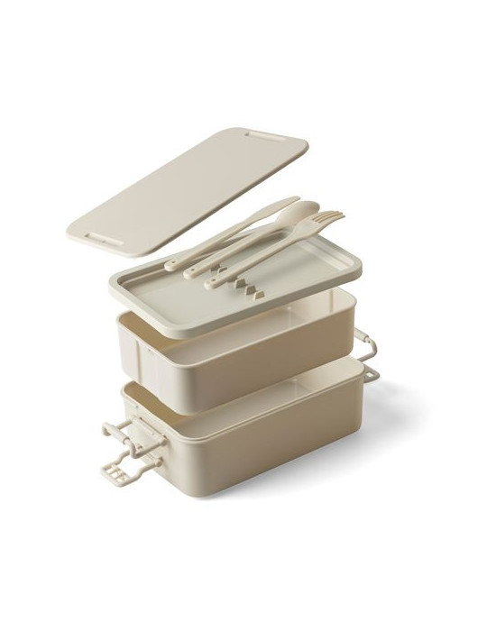 Lunch box double compartiments en PP Siena Matières : polypropylène (PP) Couleurs : noir goodies personnalisé en stock