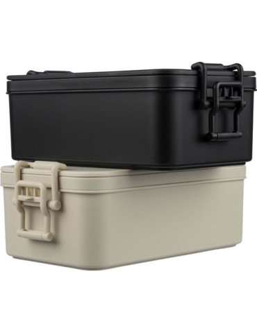 Lunch box double compartiments en PP Siena Matières : polypropylène (PP) Couleurs : beige impression logo haute qualité