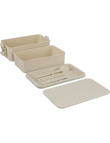 Lunch box double compartiments en PP Siena Matières : polypropylène (PP) Couleurs : beige personnalisation sur mesure