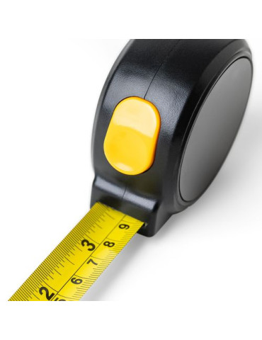 Mètre-ruban de 5 m en ABS Selina Matières : polyester Couleurs : noir objet promotionnel éco-responsable