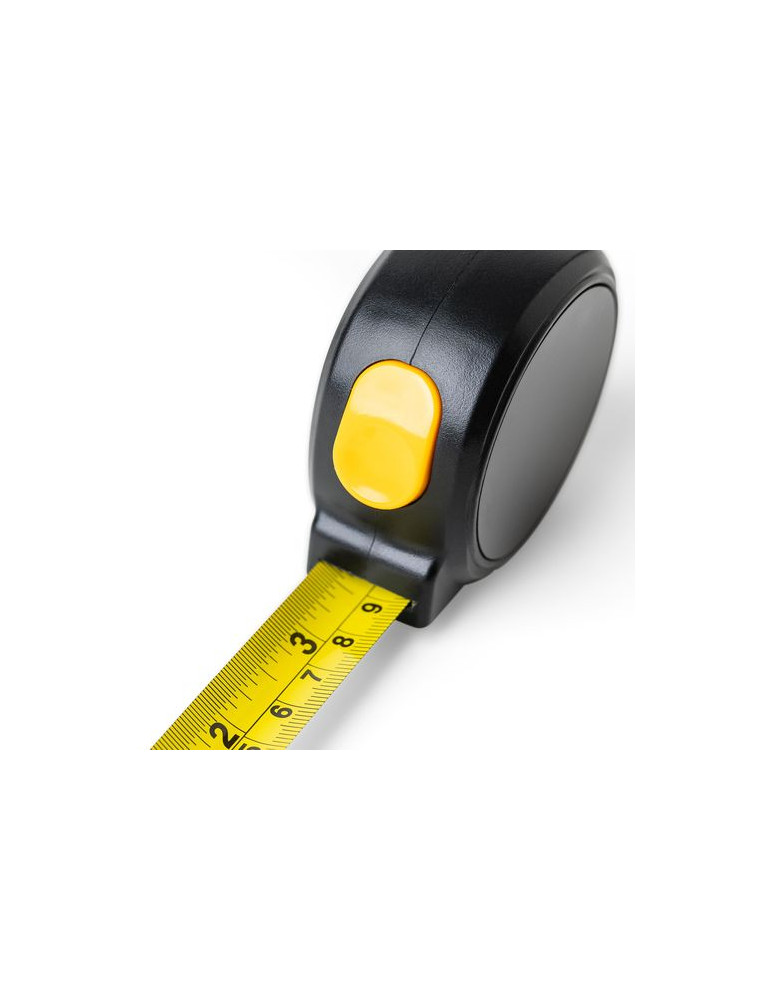 Mètre-ruban de 5 m en ABS Selina Matières : polyester Couleurs : noir objet promotionnel éco-responsable