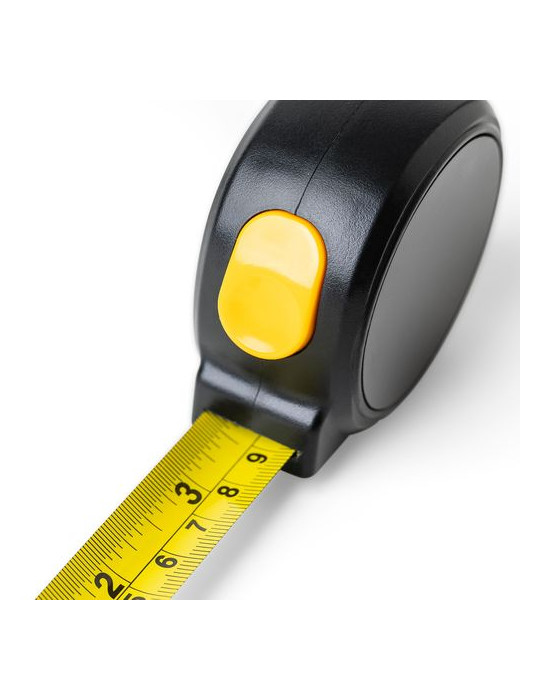 Mètre-ruban de 5 m en ABS Selina Matières : polyester Couleurs : noir objet promotionnel éco-responsable