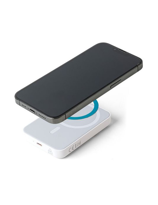 Power bank sans fil en ABS recyclé Miren Matières : ABS recyclé Couleurs : noir personnalisation rapide en France