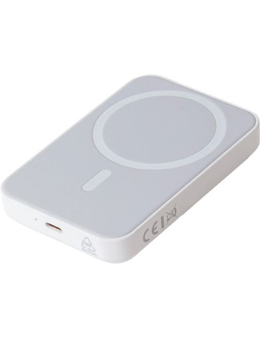 Power bank sans fil en ABS recyclé Miren Matières : ABS recyclé Couleurs : blanc cadeau entreprise pas cher