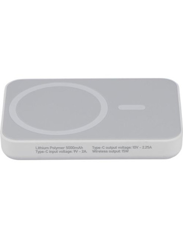 Power bank sans fil en ABS recyclé Miren Matières : ABS recyclé Couleurs : blanc personnalisation sur mesure