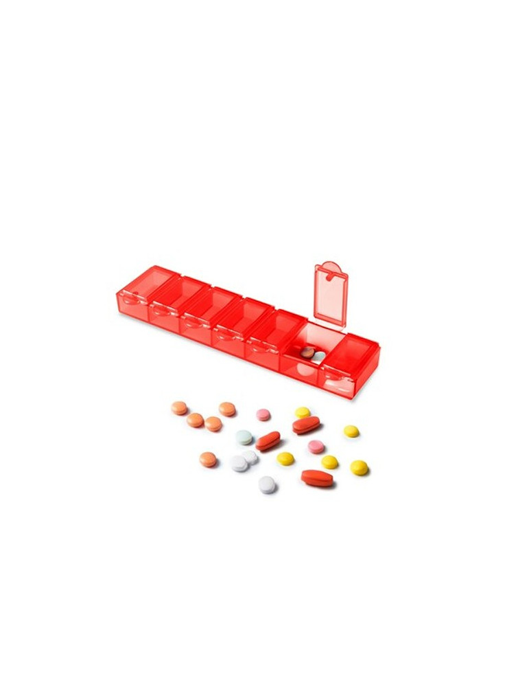 Boîte à pilules  avec 7 compartiments | Chuks Matières : polypropylène (PP) Couleurs : rouge objet promotionnel éco-responsable