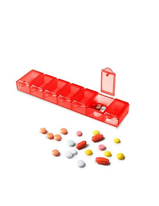 Boîte à pilules  avec 7 compartiments | Chuks Matières : polypropylène (PP) Couleurs : rouge objet promotionnel éco-responsable