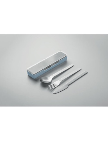 MESTECK Couverts en acier inoxydable Couleurs : bleu bébé marquage laser ultra précis