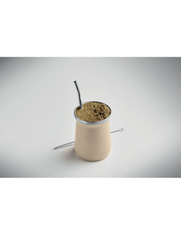 MIYERBA Tasse à thé Yerba maté Couleurs : beige marquage couleur éclatante