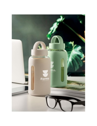 BORIS Bouteille verre borosilicate Couleurs : beige marquage laser ultra précis