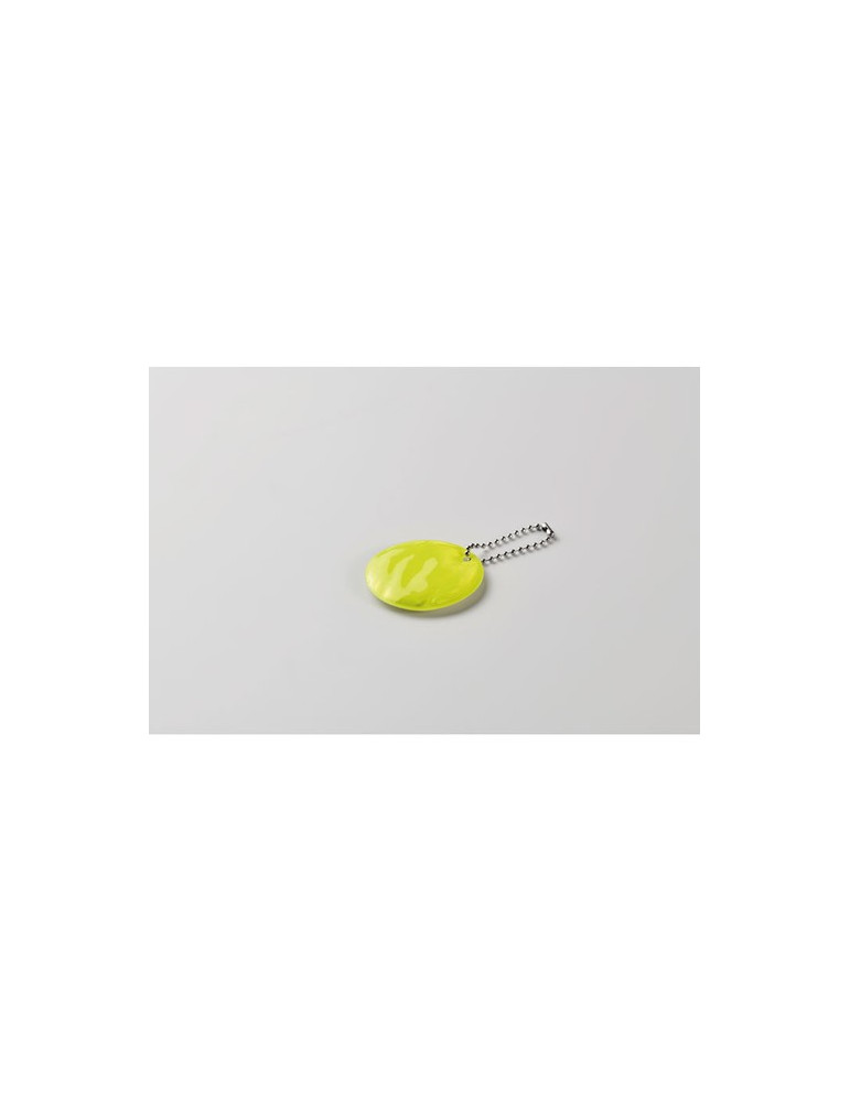 GRIN Porte-clés rond réfléchissant Couleurs : jaune fluo impression haute définition
