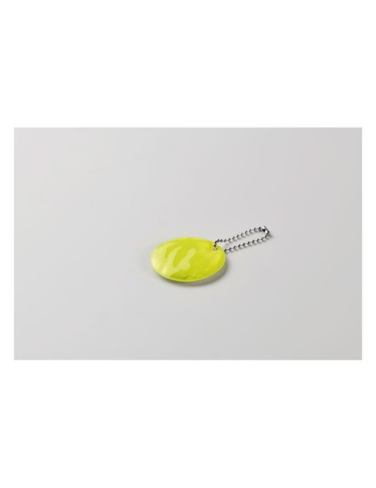 GRIN Porte-clés rond réfléchissant Couleurs : jaune fluo impression haute définition