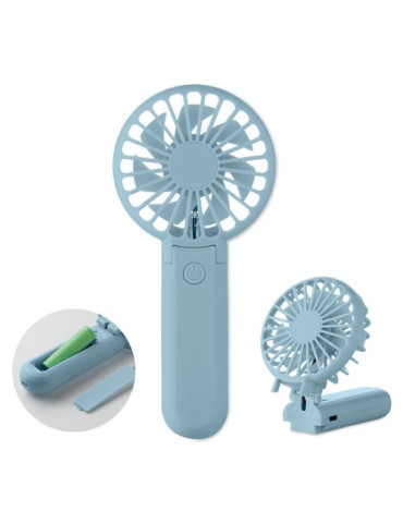 IBERA Ventilateur portable et pliable Couleurs : bleu bébé cadeau entreprise pas cher