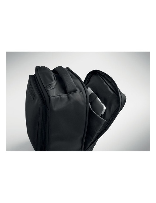 MAGNATE Trolley à dos en 290T RPET Couleurs : noir impression logo haute qualité