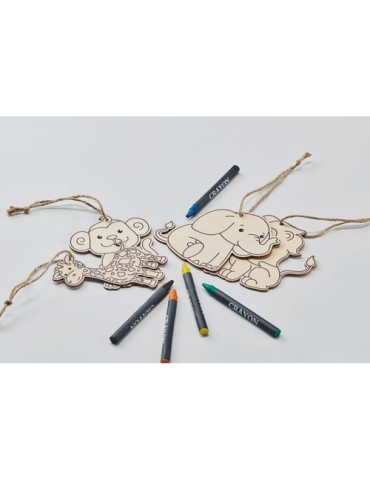 THEZOO Suspensions à colorier en bois Couleurs : blanc marquage laser ultra précis