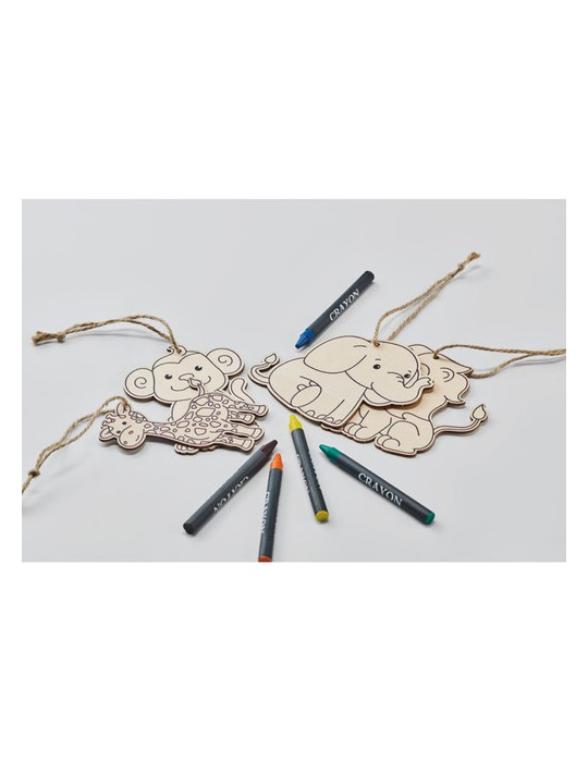 THEZOO Suspensions à colorier en bois Couleurs : blanc marquage laser ultra précis