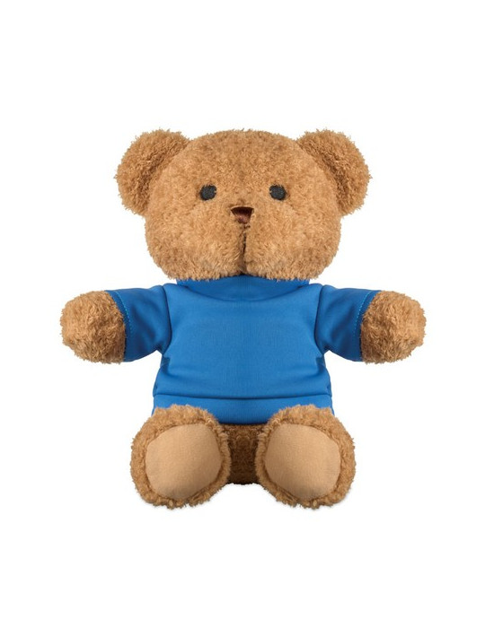JACKIE Peluche Ourson t-shirt 23cm Couleurs : bleu cadeau entreprise pas cher