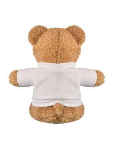 JACKIE Peluche Ourson t-shirt 23cm Couleurs : blanc marquage laser ultra précis