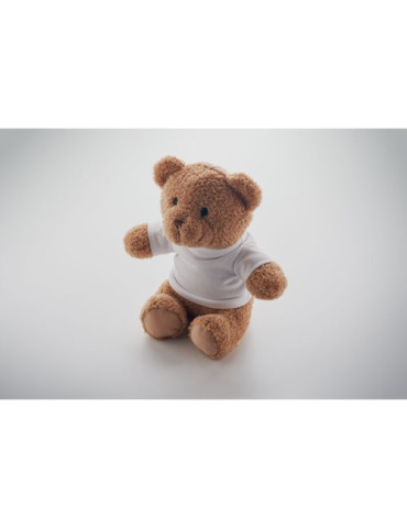 JACKIE Peluche Ourson t-shirt 23cm Couleurs : blanc objet promotionnel éco-responsable