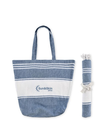 HUMMUM Sac de plage avec serviette Couleurs : bleu impression logo haute qualité