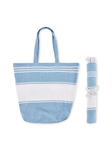 HUMMUM Sac de plage avec serviette Couleurs : turquoise objet promotionnel éco-responsable