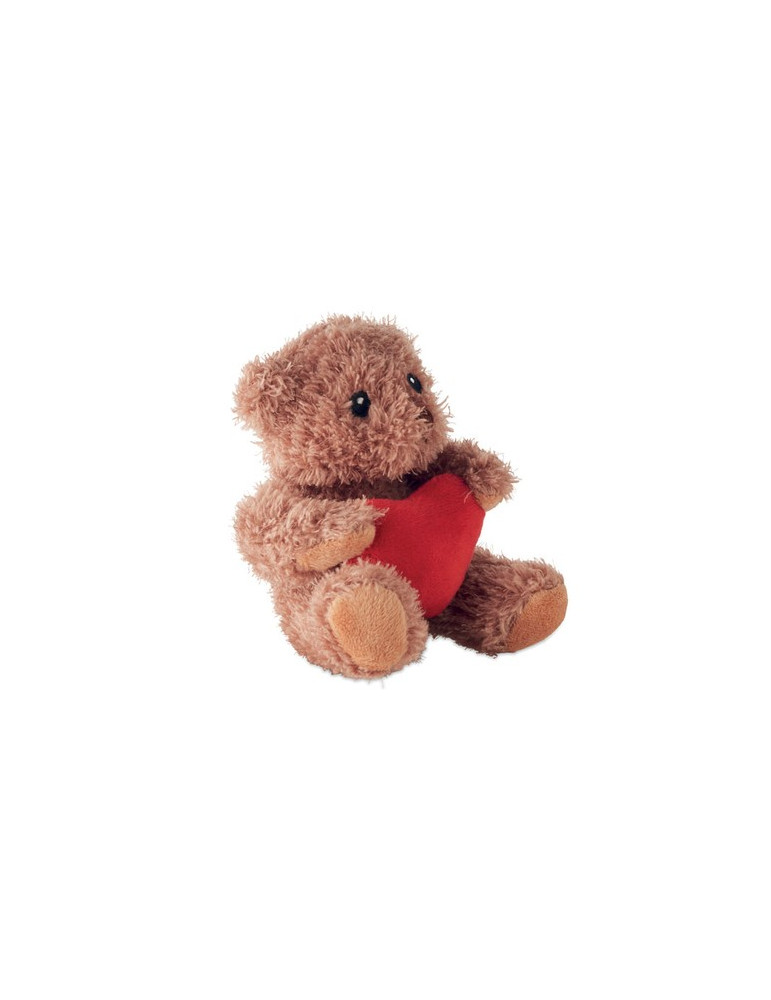 CUDDLE Petit ours peluche avec cœur Couleurs : rouge personnalisable avec votre logo