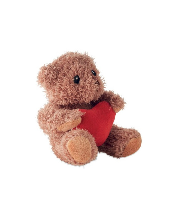 CUDDLE Petit ours peluche avec cœur Couleurs : rouge personnalisable avec votre logo