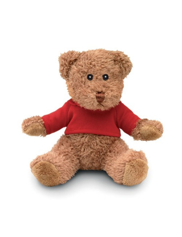JOHNNY T Peluche ourson avec t-shirt Couleurs : rouge cadeau entreprise pas cher