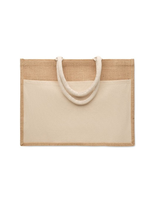 BAGA Sac shopping en jute Couleurs : beige personnalisable avec votre logo