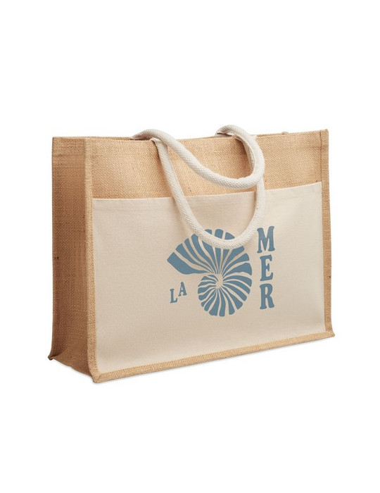 BAGA Sac shopping en jute Couleurs : beige impression haute définition