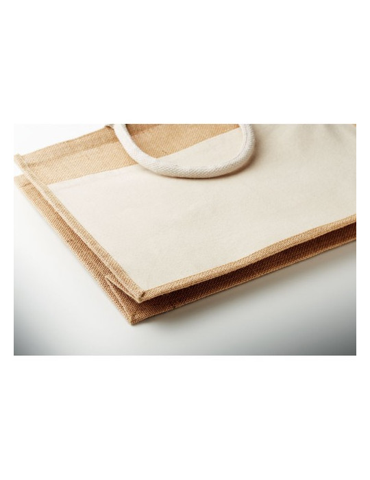 BAGA Sac shopping en jute Couleurs : beige marquage laser ultra précis