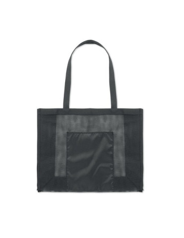 LIMP Sac shopping en maille RPET Couleurs : noir marquage laser ultra précis