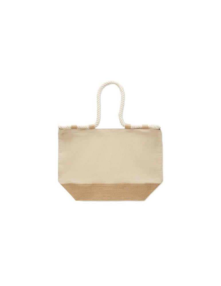 MAKENKE Sac de plage en toile Couleurs : beige personnalisable avec votre logo
