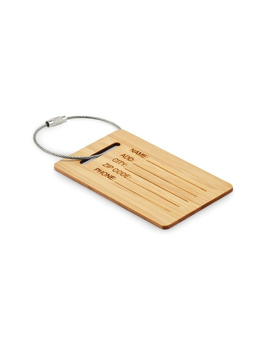 MIO Étiquette de bagage en bambou Couleurs : bois