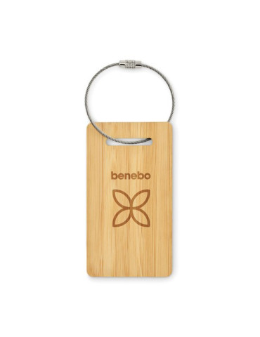 MIO Étiquette de bagage en bambou Couleurs : bois goodies publicitaire événementiel