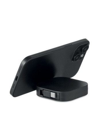 LINEA 100 Câble rétractable de W Couleurs : noir objet promotionnel éco-responsable