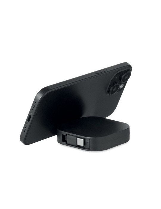 LINEA 100 Câble rétractable de W Couleurs : noir objet promotionnel éco-responsable