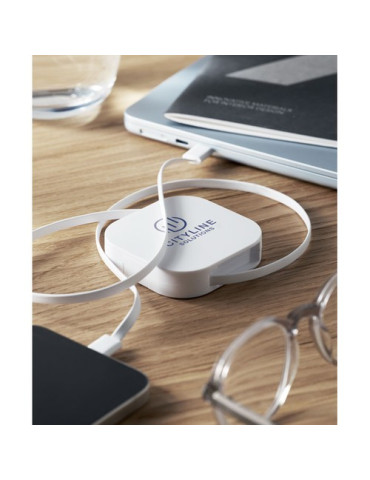 LINEA 100 Câble rétractable de W Couleurs : blanc cadeau collaborateur premium