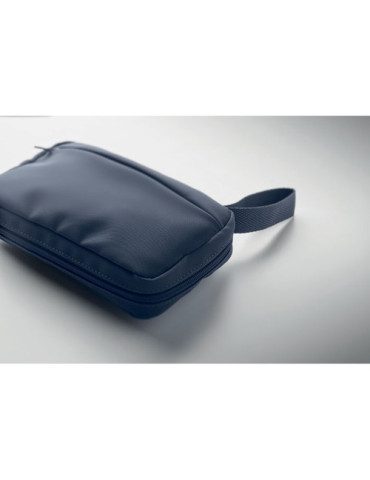 VANIT Trousse de toilette 600D RPET Couleurs : bleu marine marquage couleur éclatante