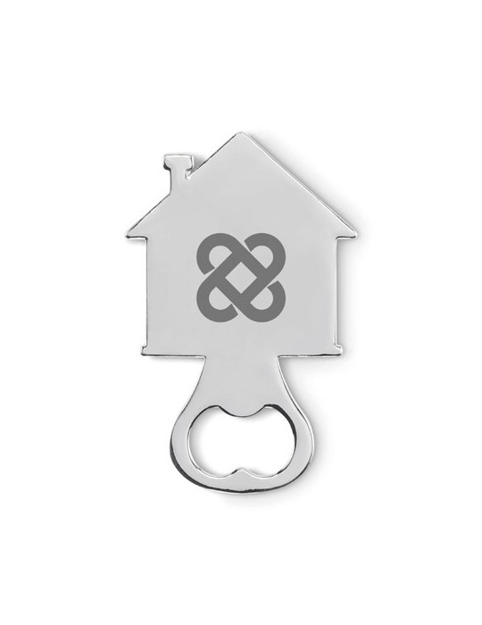 MYHOUSE Décapsuleur en forme de maison Couleurs : argenté mat goodies publicitaire événementiel