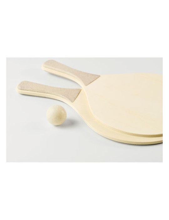 IWON Set de raquettes plage Couleurs : bois personnalisable avec votre logo