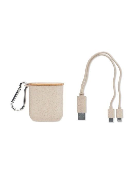 CABSTRA Set de câbles dans un boîtier Couleurs : beige personnalisable avec votre logo