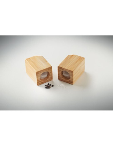 BOTH Set sel et poivre en bambou Couleurs : bois cadeau entreprise pas cher