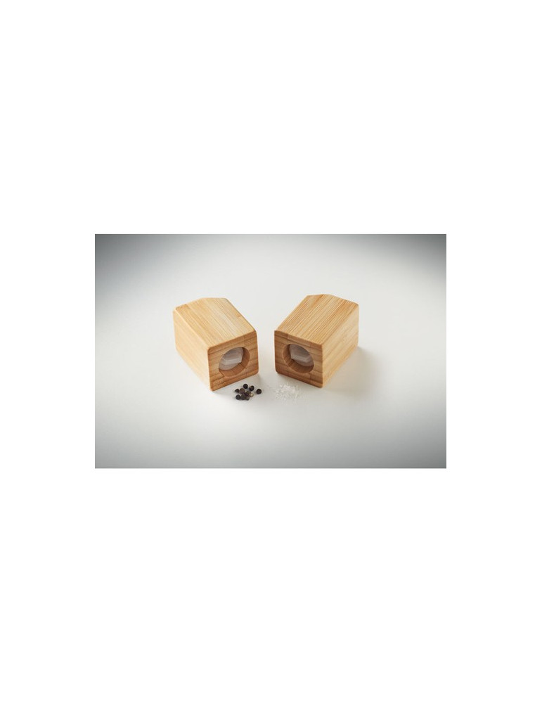 BOTH Set sel et poivre en bambou Couleurs : bois cadeau entreprise pas cher