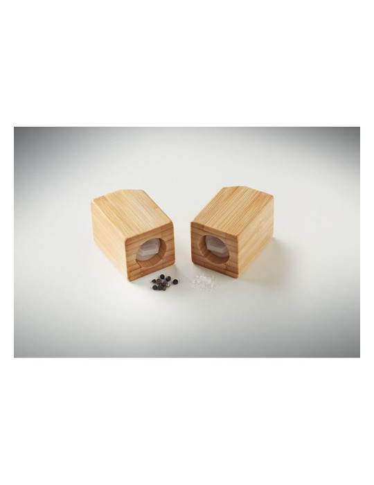 BOTH Set sel et poivre en bambou Couleurs : bois cadeau entreprise pas cher