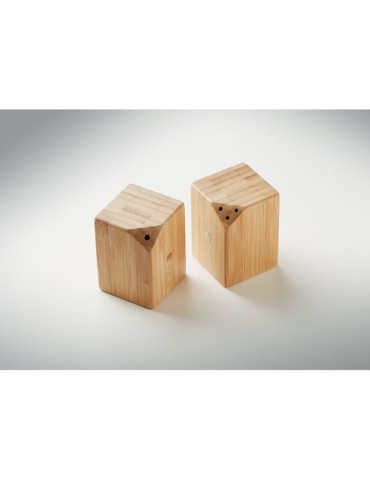 BOTH Set sel et poivre en bambou Couleurs : bois objet promotionnel éco-responsable