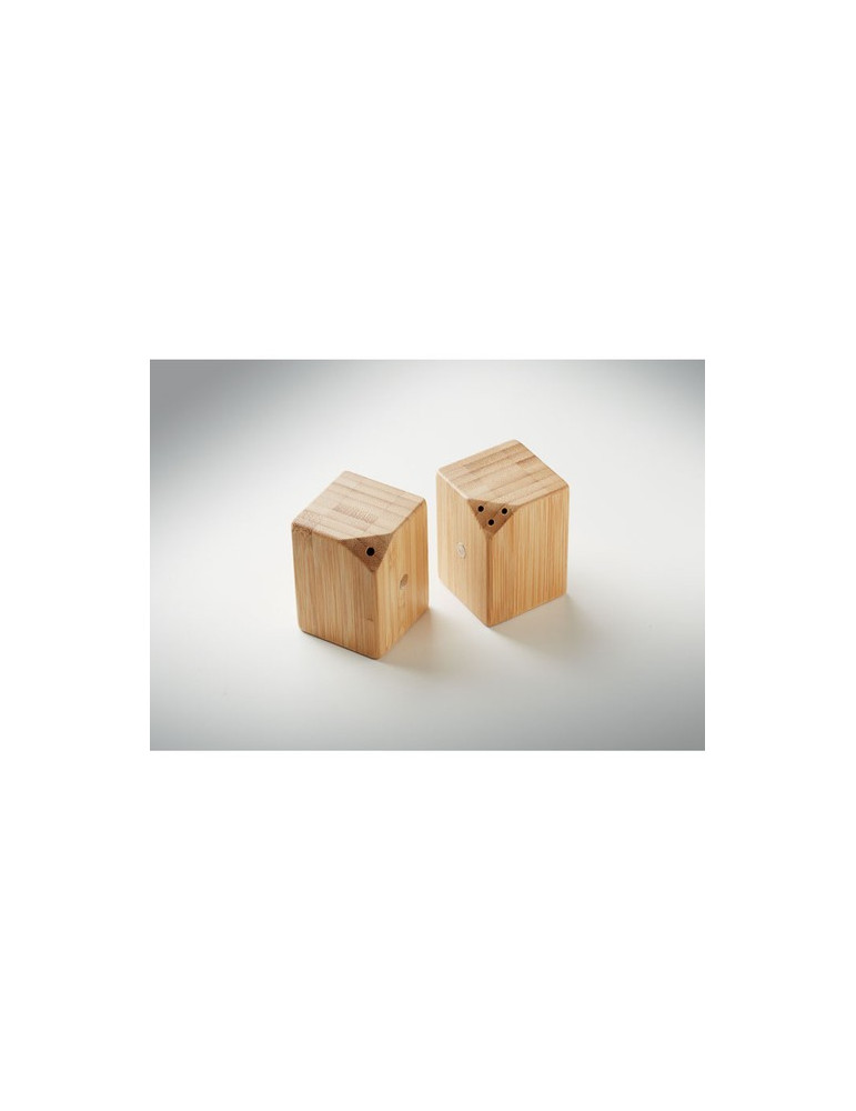 BOTH Set sel et poivre en bambou Couleurs : bois objet promotionnel éco-responsable