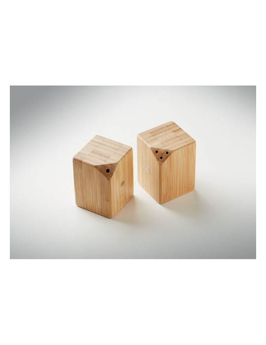 BOTH Set sel et poivre en bambou Couleurs : bois objet promotionnel éco-responsable