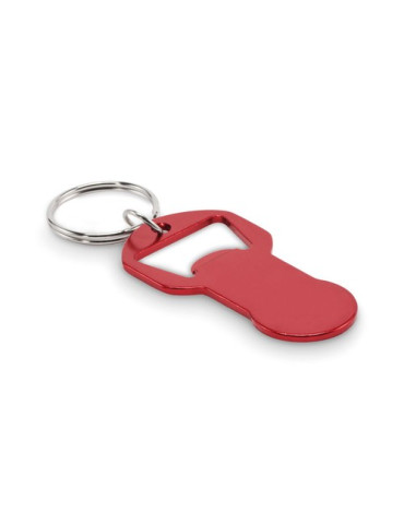 CLAVE Porte-clés décapsuleur Couleurs : rouge impression haute définition