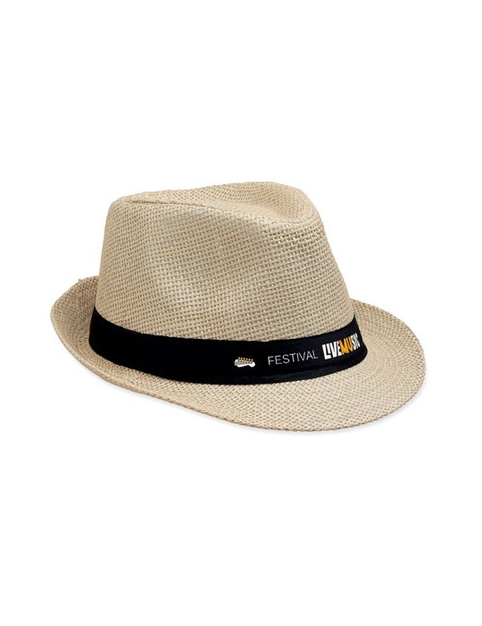BOOWIE Chapeau de paille Couleurs : beige impression logo haute qualité